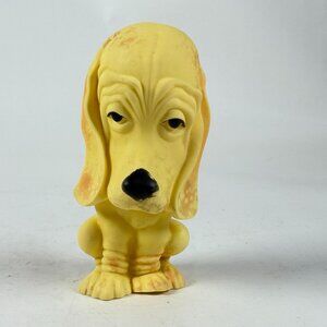 Vintage Kaysam Yellow Sad Puppy Dog Rubber Adorable Droopy Eyes & Soft Retro Sty